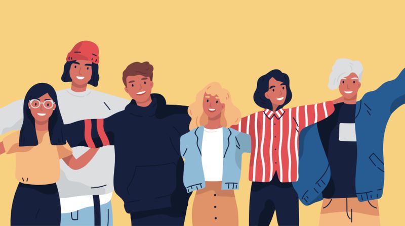 illustration représentant des adolescents passant du temps ensemble